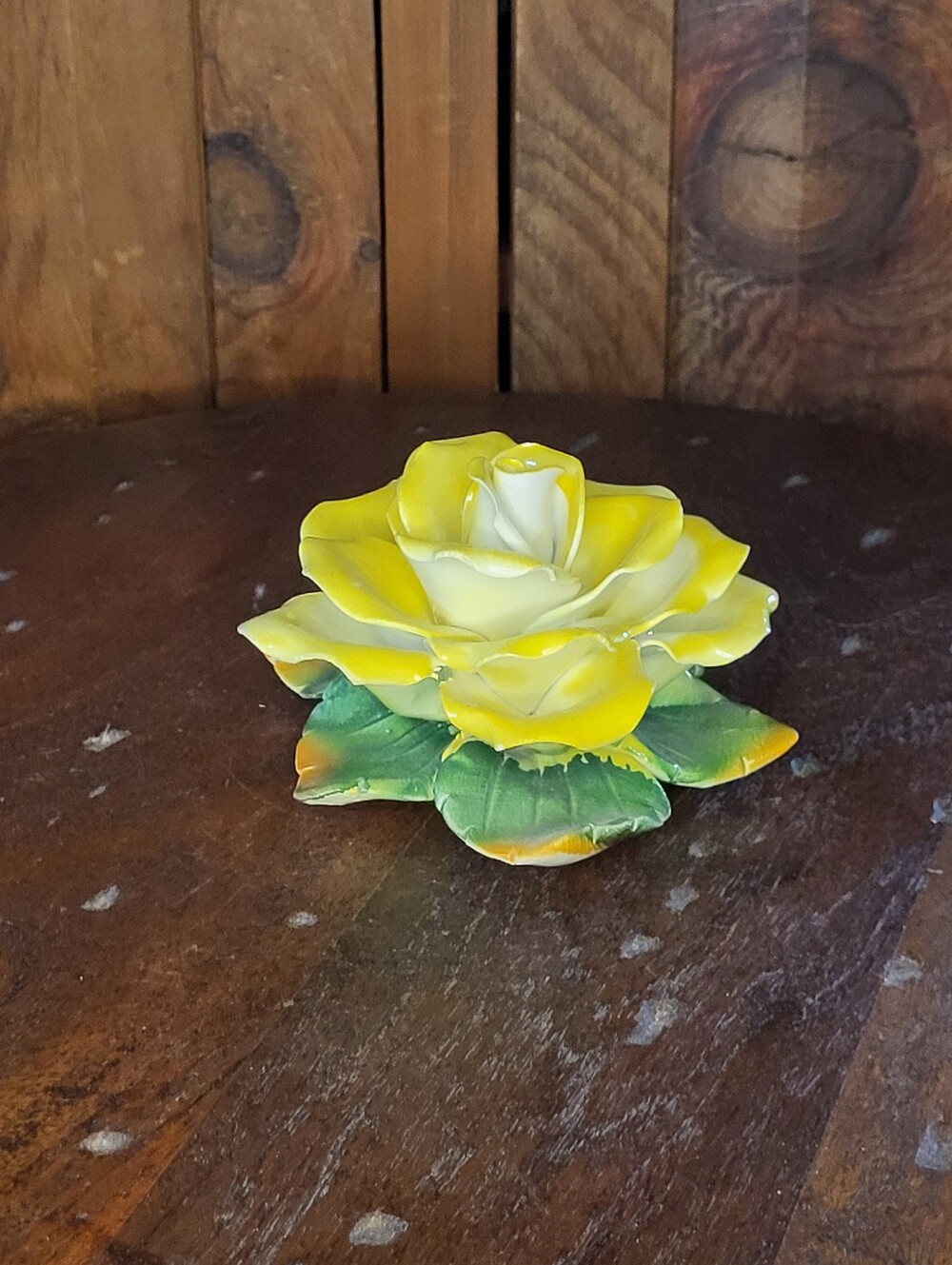 Yellow Porcelain Rose Figurine - Picture 9 of 15